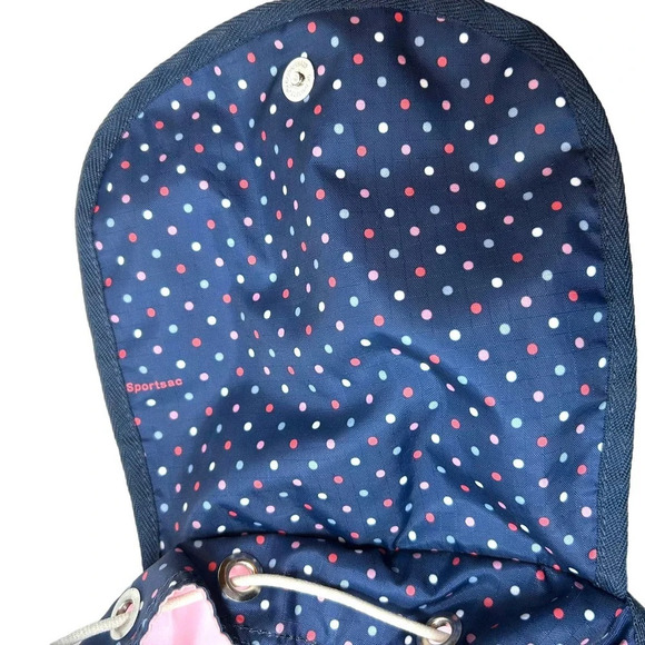 LeSportsac Navy Blue Polka Dot Print Backpack Bag - Picture 3 of 11